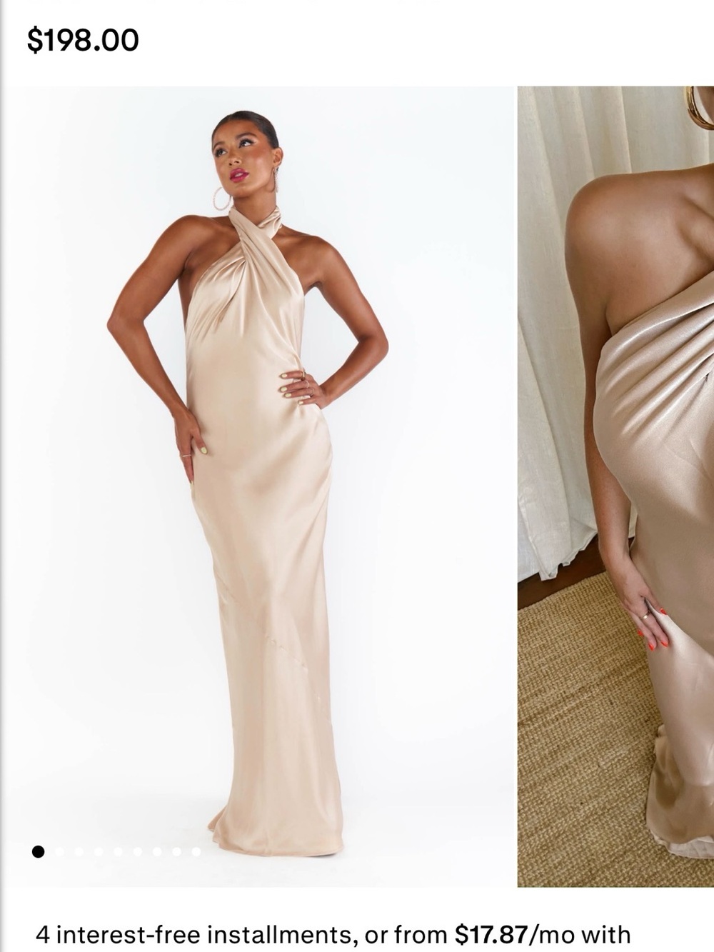 Show Me Your MuMu Champagne Satin Halter Maxi Dress